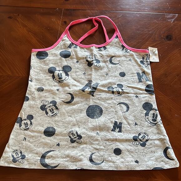 Disney Parks S Gray Mickey Print Tank Top NWT Strappy Summer Knit - Picture 5 of 8